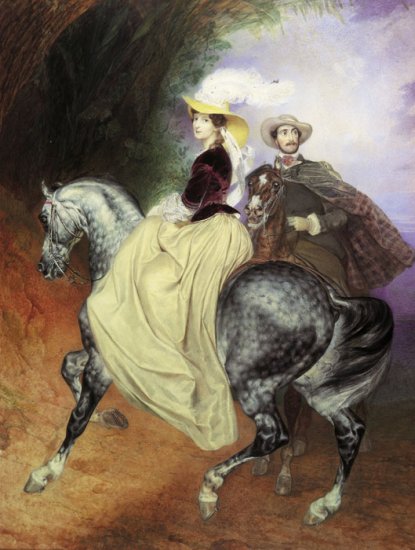 Equestrians (Portraits Of E.I.Musar And E. Musar), 1832 - Click Image to Close