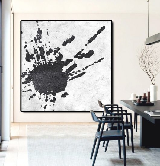 Square Minimal Black And White Painting #ADMPS0A117 - Click Image to Close