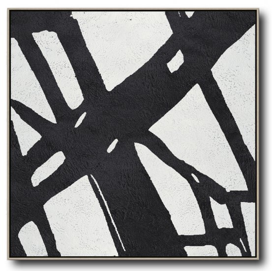 Square Minimal Black And White Painting #ADMPS0A205 - Click Image to Close