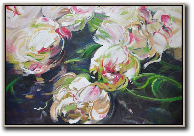 Horizontal Abstract Flower Painting #ABH0A47 - Click Image to Close