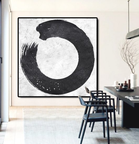 Square Minimal Black And White Painting #ADMPS0A134 - Click Image to Close