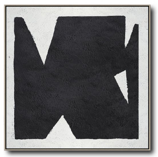 Square Minimal Black And White Painting #ADMPS0A98 - Click Image to Close