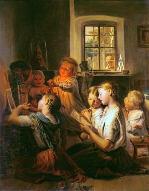 Waldmuller-Children Singing And Praying