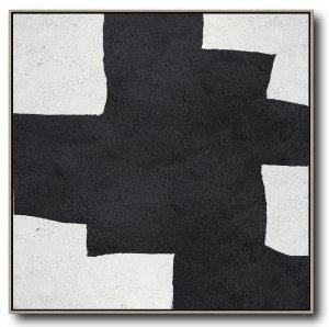 Square Minimal Black And White Painting #ADMPS0A105