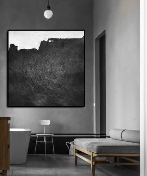 Square Minimal Black And White Painting #ADMPS0A148