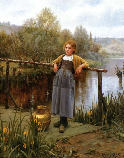 Young Girl By A Stream - Click Image to Close