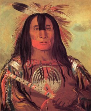 Catlin Oil Paintings - Buffalo Bull's Back Fat, Head Chief, Blood Tribe