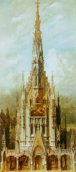 Gotische Grabkirche St. Michael, Turmfassade [Gothic Cemetary, St. Michaels, Front Tower], 1883 - Click Image to Close