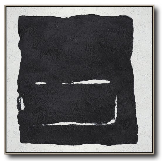 Square Minimal Black And White Painting #ADMPS0A104 - Click Image to Close