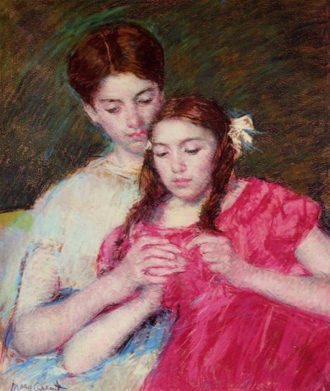 Cassatt Oil Paintings - The Crochet Lesson - Click Image to Close