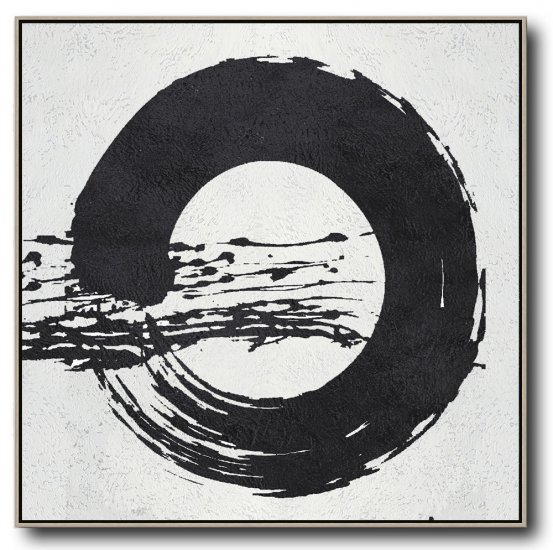 Square Minimal Black And White Painting #ADMPS0A85 - Click Image to Close