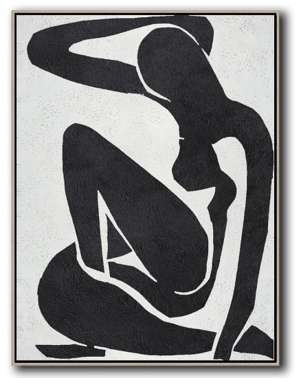 Vertical Minimal Body Art Painting Black and White #ADMPS0B222 - Click Image to Close