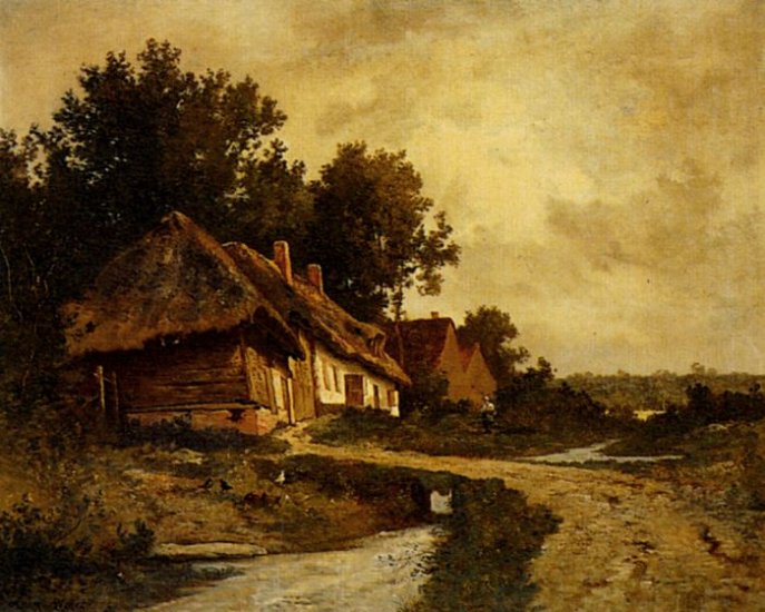 Cottages By A Stream - Click Image to Close