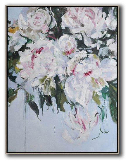 Vertical Abstract Flower Oil Painting #ABV0A9 - Click Image to Close