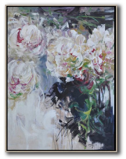 Vertical Abstract Flower Oil Painting #ABV0A13 - Click Image to Close