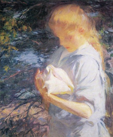 Benson Oil Paintings - Eleanor Holding A Shell - Click Image to Close