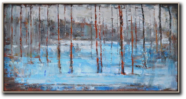 Panoramic Abstract Landscape Painting #ABPS0P4 - Click Image to Close