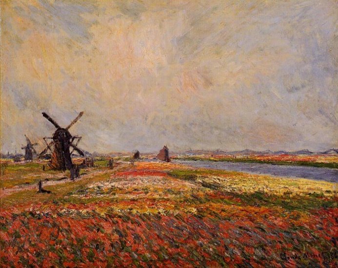 Fields Of Flowers And Windmills Near Leiden , 1886 - Click Image to Close