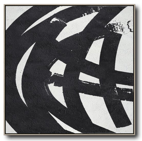 Square Minimal Black And White Painting #ADMPS0A174 - Click Image to Close