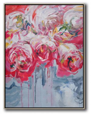 Vertical Abstract Flower Oil Painting #ABV0A24