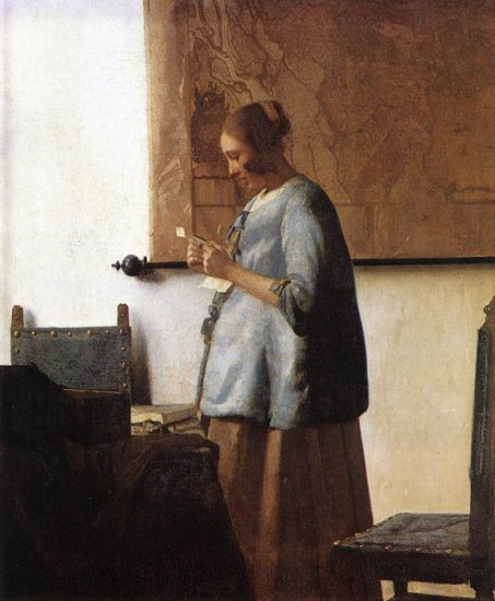 Woman In Blue Reading A Letter, 1663-1664 - Click Image to Close