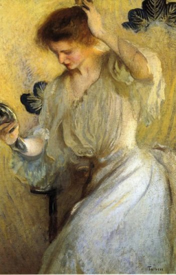 Tarbell Oil Paintings - Girl With A Mirror - Click Image to Close