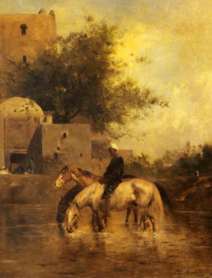 Horses Watering In A River, 1872 - Click Image to Close