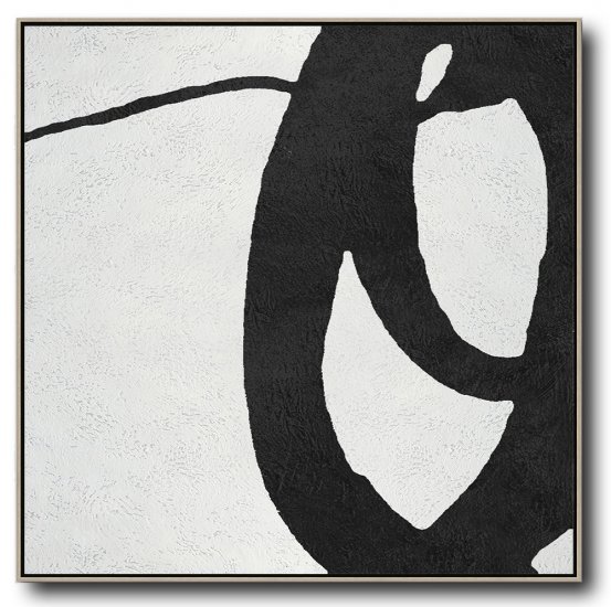 Square Minimal Black And White Painting #ADMPS0A132 - Click Image to Close