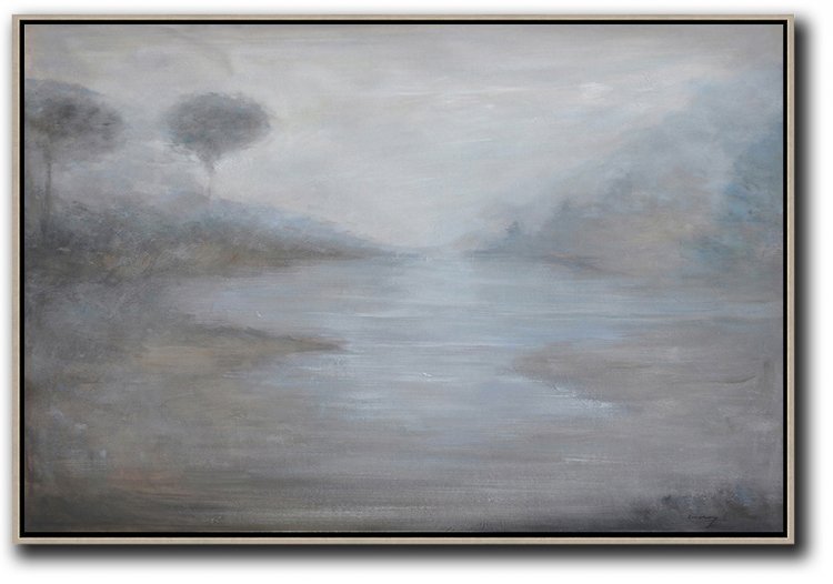 Horizontal Abstract Landscape Painting #ABH0A65 - Click Image to Close