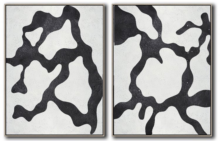 Set Of 2 Minimal Art - Black and White #SOTMA0B60 - Click Image to Close