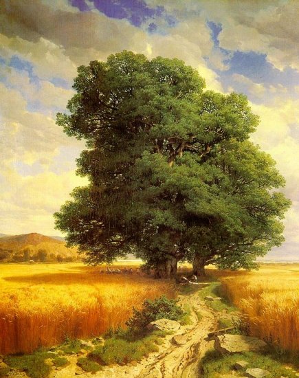 Landscape With Oak Trees - Click Image to Close