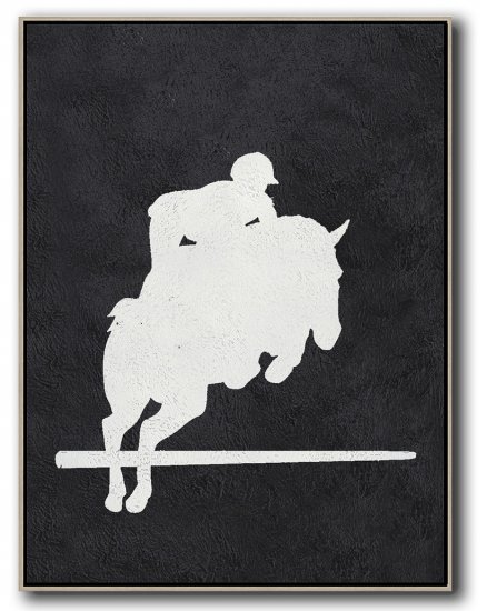 Vertical Minimal Horse Art Painting Black and White  #ADMPS0B168 - Click Image to Close