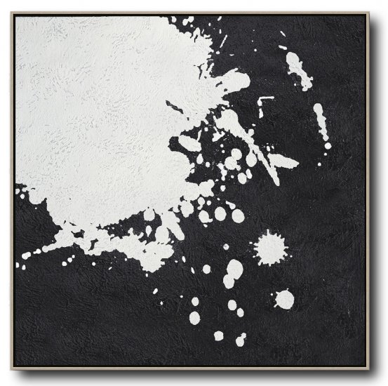 Square Minimal Black And White Painting #ADMPS0A125 - Click Image to Close