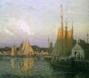 Irvine Oil Paintings - Evening In The Harbor