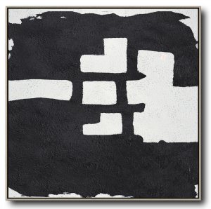 Square Minimal Black And White Painting #ADMPS0A133