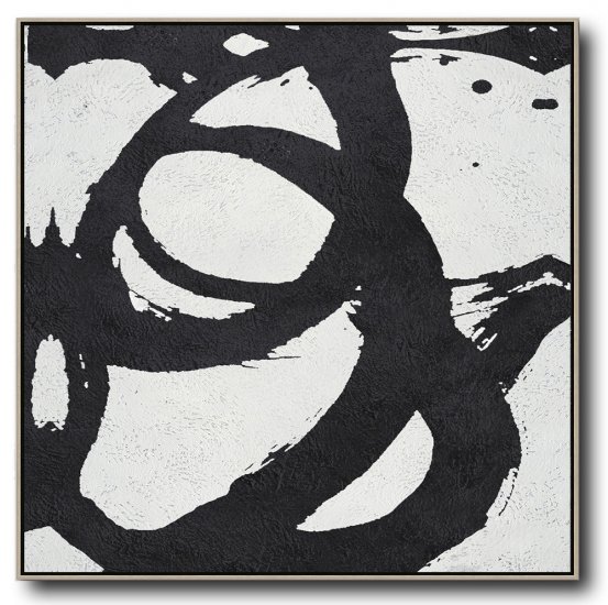 Square Minimal Black And White Painting #ADMPS0A192 - Click Image to Close