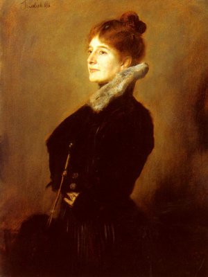 Portrait Of A Lady Wearing A Black Coat With Fur Collar, 1898