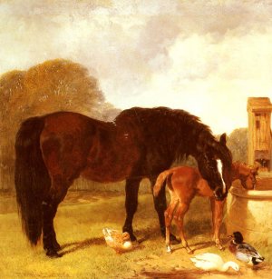 Horse And Foal Watering At A Trough, 1854