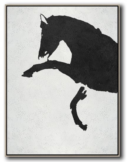 Vertical Minimal Horse Art Painting Black and White  #ADMPS0B192 - Click Image to Close