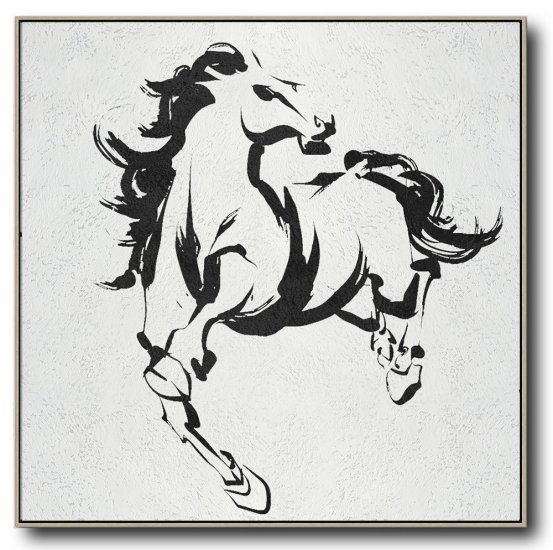 Square Minimal Horse Map Art Painting Black and White  #ADMPS0A80 - Click Image to Close