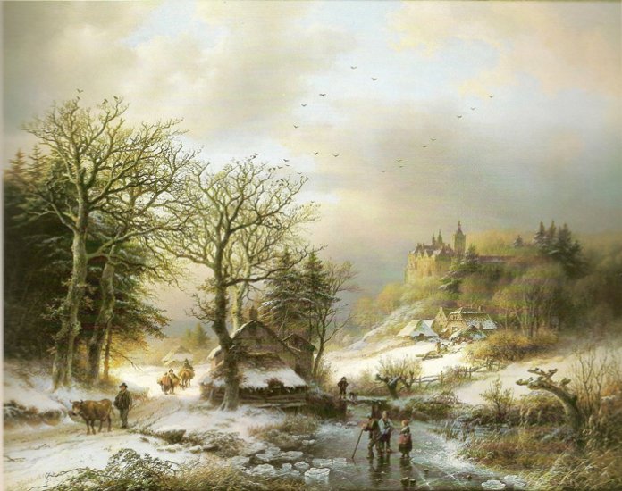 Figures In A Winter Landscape - Click Image to Close