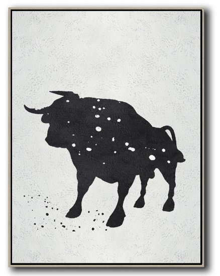 Vertical Minimal Cow Art Painting Black and White  #ADMPS0B171 - Click Image to Close