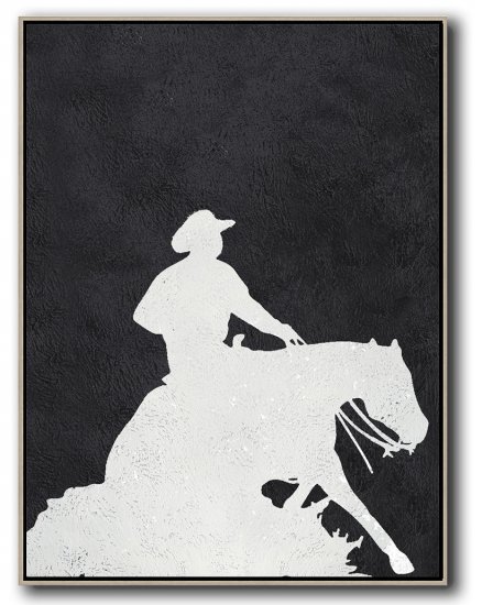 Vertical Minimal Horse Art Painting Black and White  #ADMPS0B198 - Click Image to Close