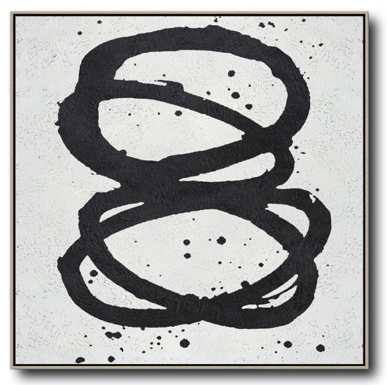 Square Minimal Black And White Painting #ADMPS0A188 - Click Image to Close