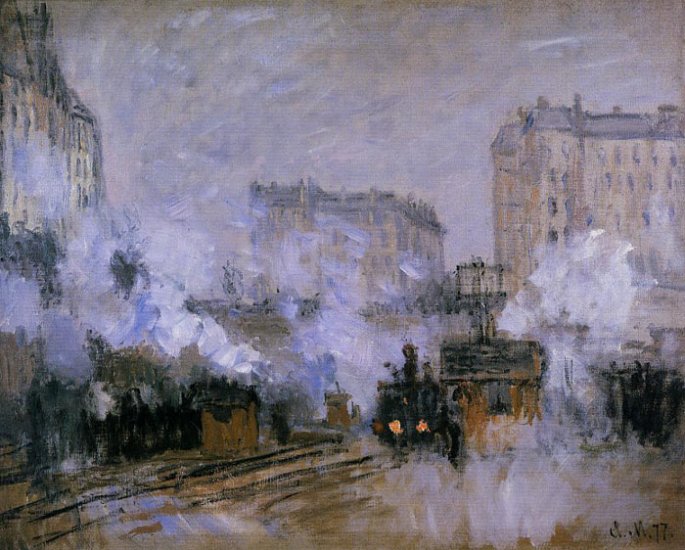 Exterior Of The Saint-Lazare Station, Arrival Of A Train , 1877 - Click Image to Close