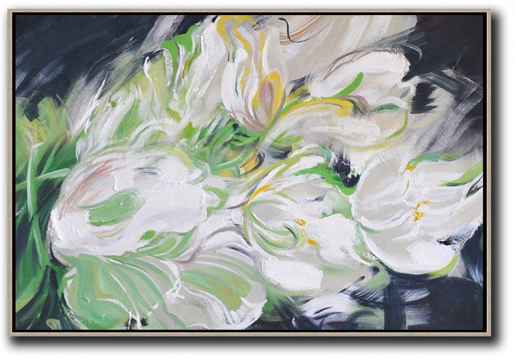 Horizontal Abstract Flower Painting #ABH0A24 - Click Image to Close