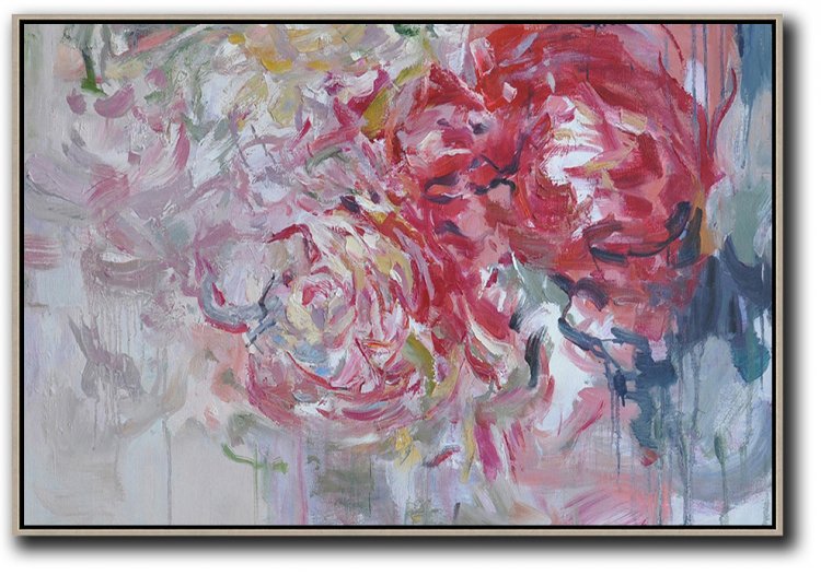 Horizontal Abstract Flower Painting #ABH0A31 - Click Image to Close