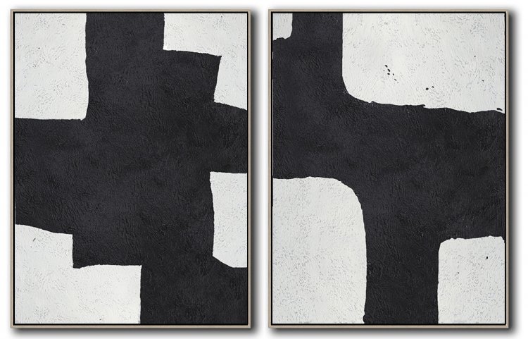 Set Of 2 Minimal Art - Black and White #SOTMA0B53 - Click Image to Close