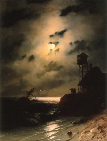 Moonlit Seascape With Shipwreck, 1863 - Click Image to Close