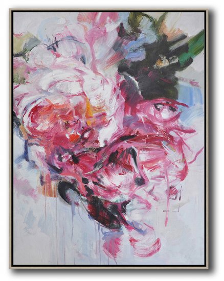 Vertical Abstract Flower Oil Painting #ABV0A7 - Click Image to Close